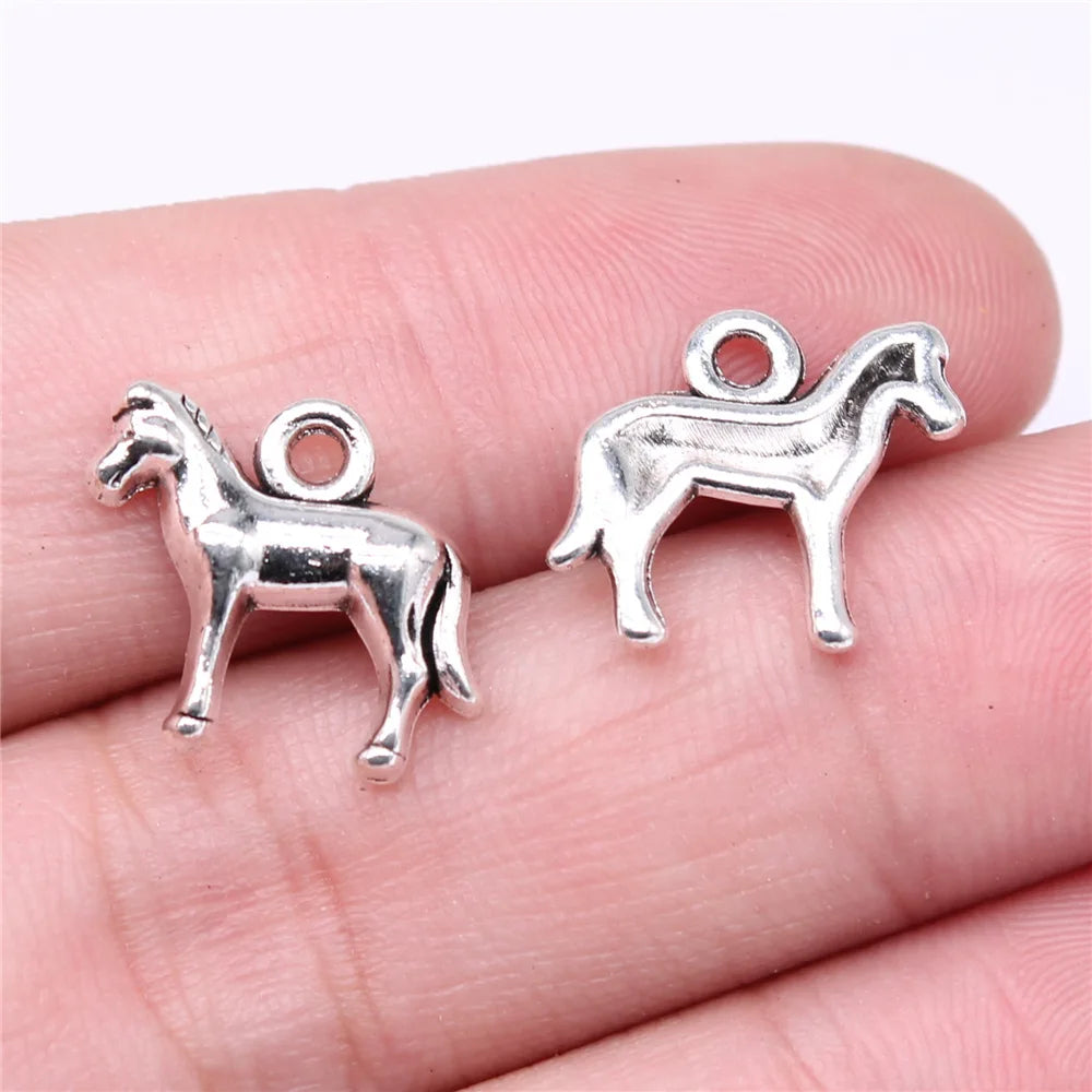 18x14mm 1.3g Antique Silver Zinc Alloy Horse Charm Pendant for DIY Necklace Bracelet Jewelry Making