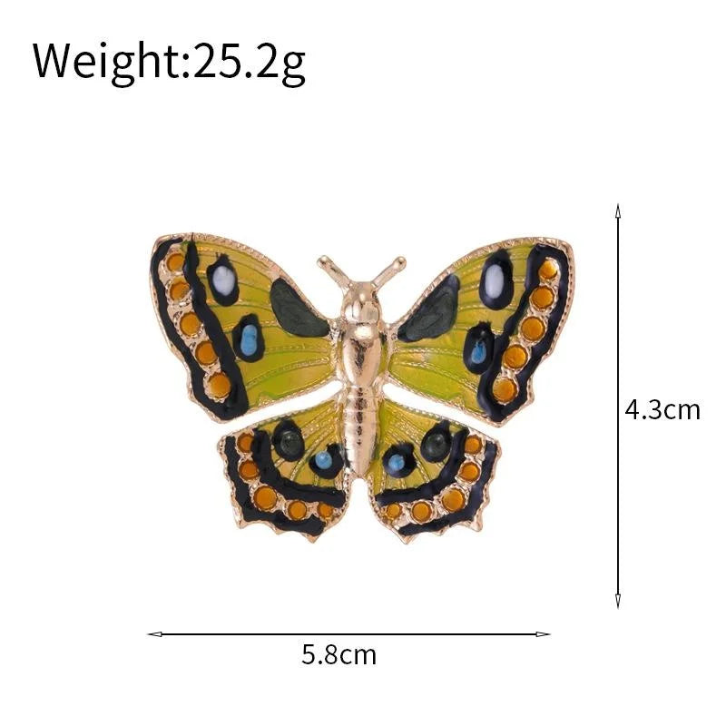 Elegant Enamel Butterfly Brooch With Gold Tone Alloy Wings, Women's Scarf Clasp Lapel Pin Suit Accessory