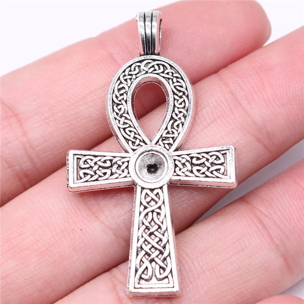 47x27mm 5.26g Antique Silver Zinc Alloy Ankh Cross Charm Pendant for Necklace Bracelet Making