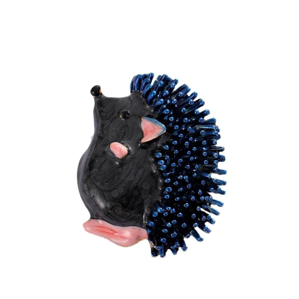 Cute Cartoon Hedgehog Enamel Alloy Brooch With Orange Spines, Fashion Animal Lapel Pin Corsage Gift