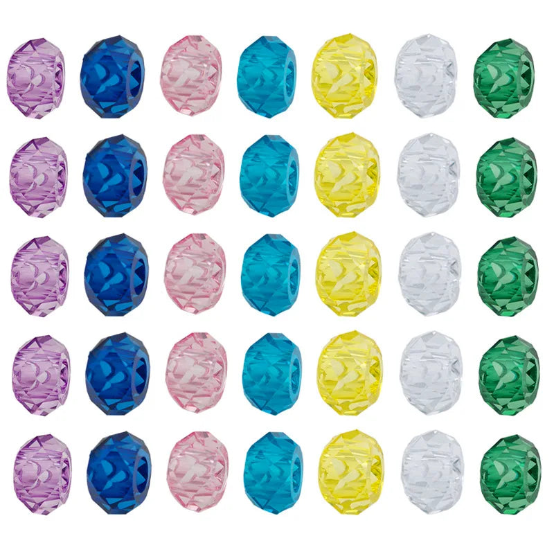 Transparent Faceted Acrylic Large Hole Loose Beads for DIY Bracelet Necklace Jewelry Making