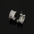 Elegant Zircon Pave Wide Hoop Huggie Stud & Clip On No Piercing Small Circle Ear Cuff Earrings