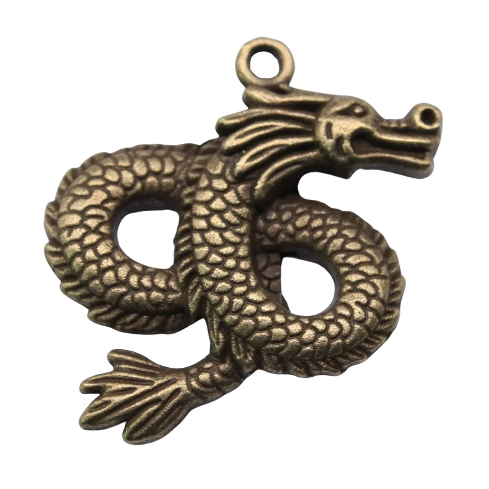 45x38mm 6.7g Zinc Alloy Dragon Charm Pendant for DIY Necklace Bracelet Jewelry Making