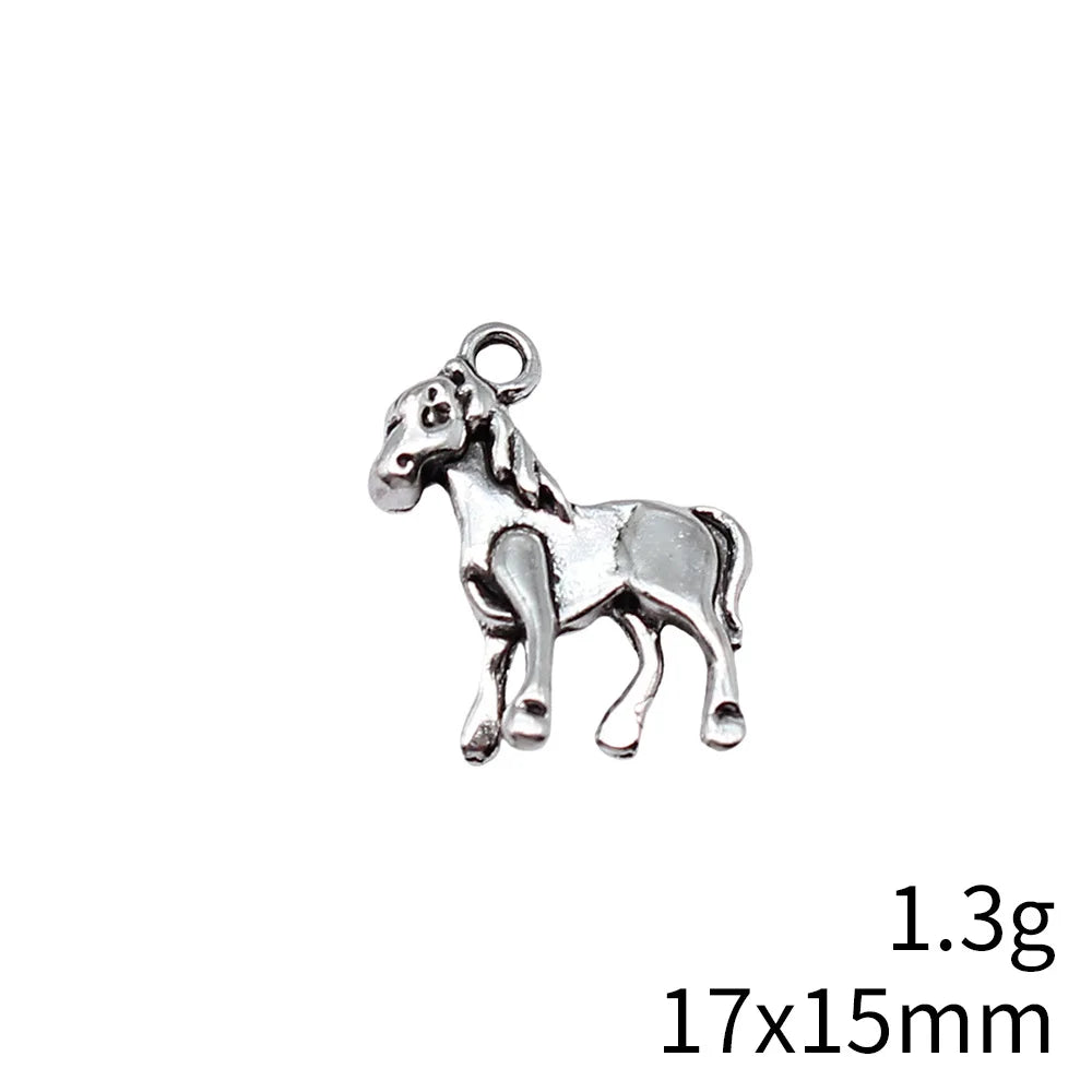 17x15mm 1.3g Antique Silver Zinc Alloy Foal Charm Pendant for DIY Necklace Bracelet Making