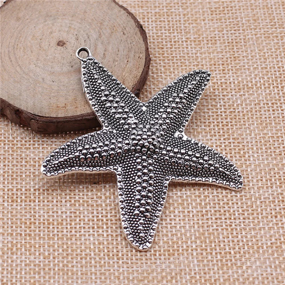 67x63mm 10.8g Multicolor Zinc Alloy Large Starfish Charm Pendant for DIY Ocean Theme Jewelry Making