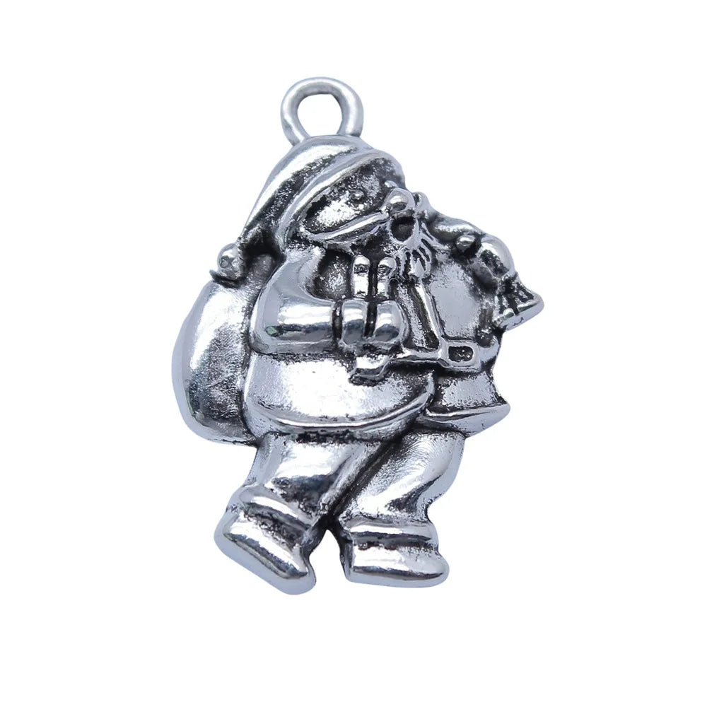 16x22mm 1.7g Antique Silver Zinc Alloy Santa Claus Charm Pendant for Christmas DIY Jewelry Making