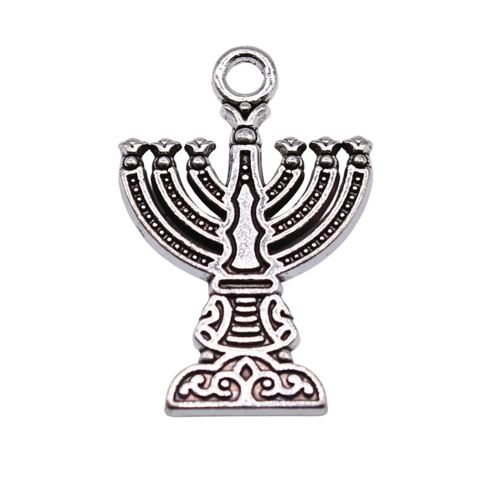 25x17mm 2.13g Antique Silver Zinc Alloy Candelabra Charm Pendant for Necklace Bracelet Making
