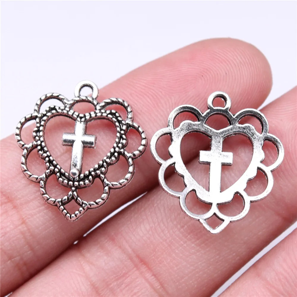 22x20mm 1.3g Multi Color Zinc Alloy Heart Cross Charm Pendant for DIY Necklace Bracelet Jewelry Making