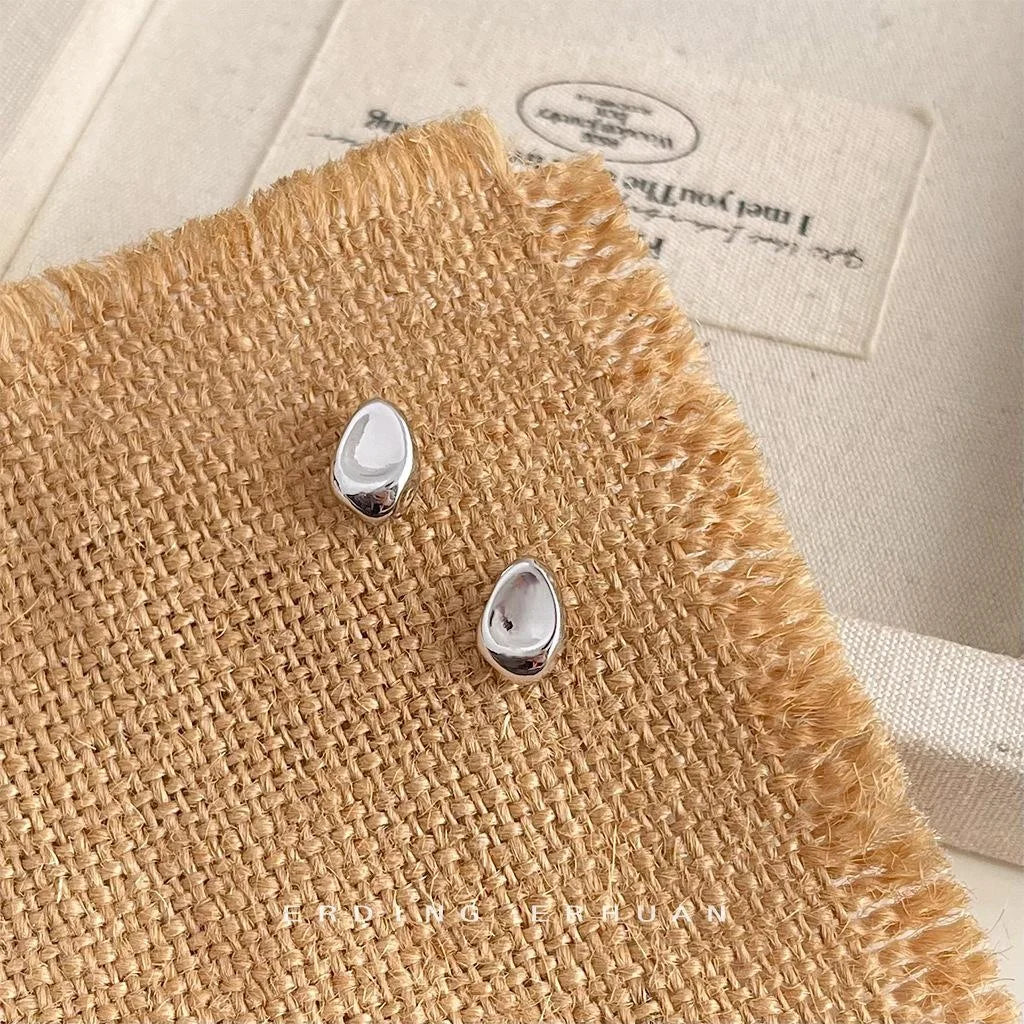 Minimalist Copper Irregular Liquid Geometric Stud Earrings For Women, Commuter Style