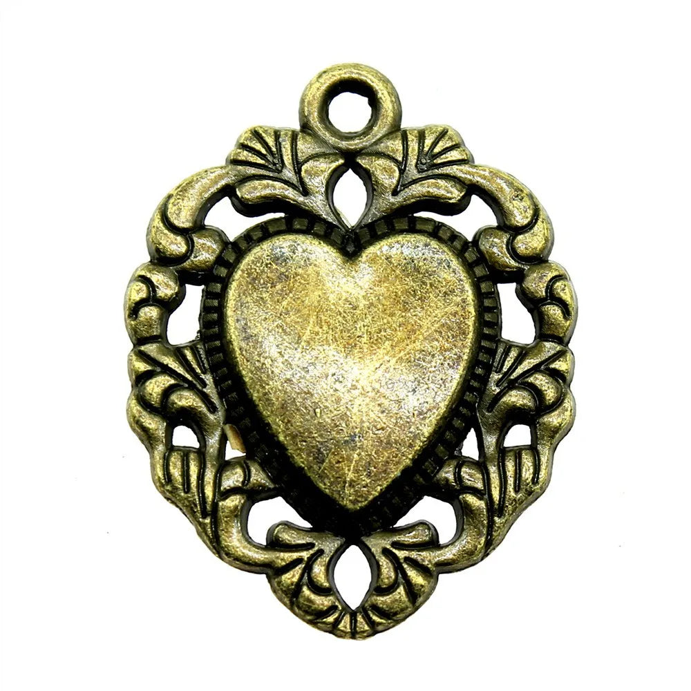 34x26mm 4.3g Multicolor Zinc Alloy Heart Charm Pendant for DIY Necklace Bracelet Jewelry Making