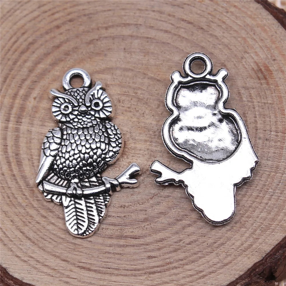 25x15mm 1.7g Multicolor Zinc Alloy Owl Cat Charm Pendant for DIY Necklace Bracelet Making