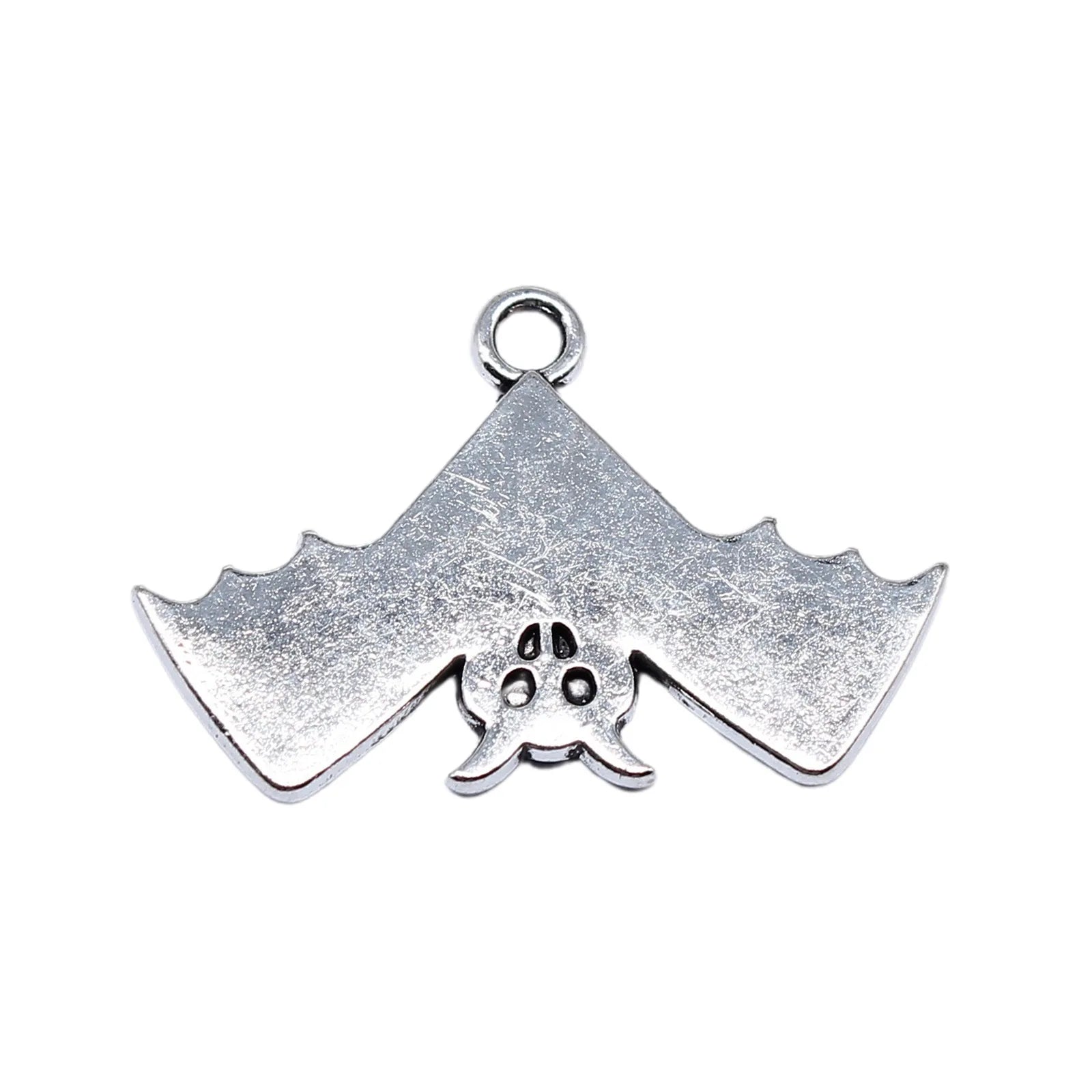 18x28mm 2.2g Antique Silver Tone Zinc Alloy Upside Down Bat Double Sided Charm Pendant for DIY Jewelry Making