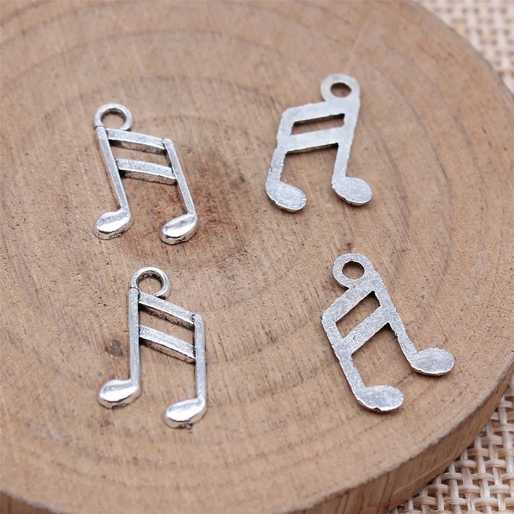10x16mm 0.3g Antique Silver Zinc Alloy Music Note Charm Pendant for DIY Necklace Bracelet Making