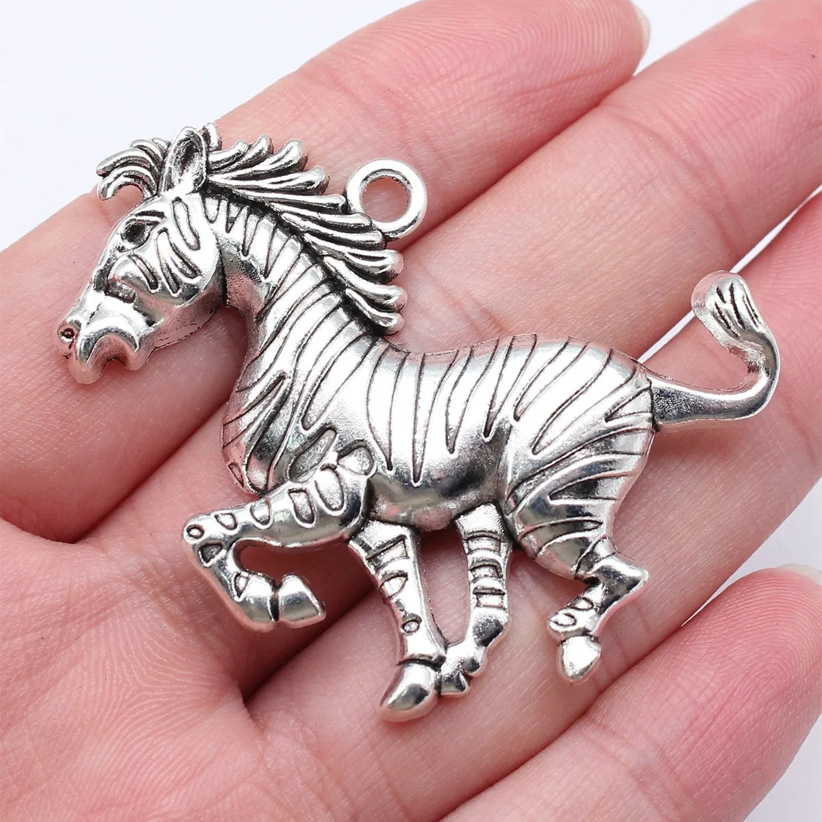 49x38mm 9.3g Antique Silver Zinc Alloy Zebra Horse Charm Pendant for DIY Animal Jewelry Making