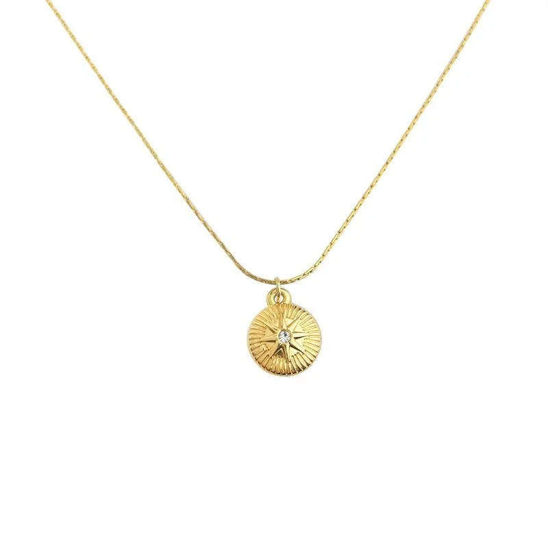 18K Gold Plated Stainless Steel Six Point Star Heart Geometric Choker Necklace