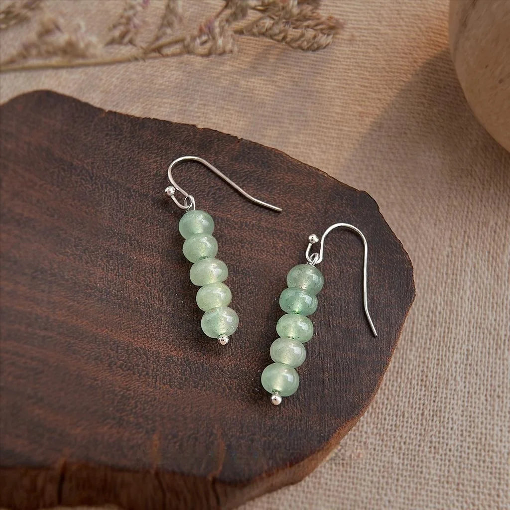 New Chinese Natural Stone Long Tassel Drop Earrings Handmade Vintage Palace Round Geometric Jewelry