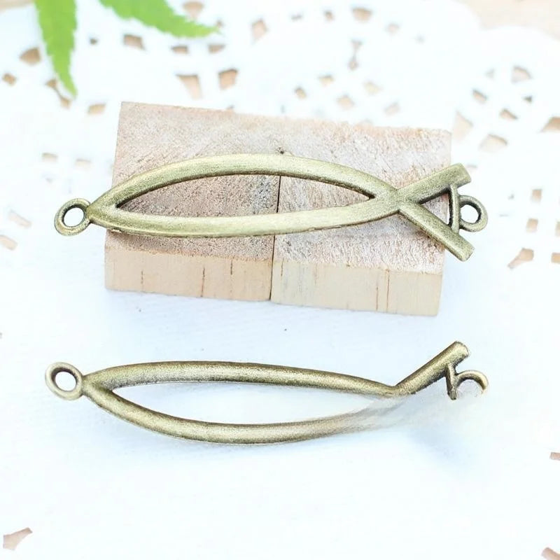 48x12MM Antique Silver Zinc Alloy Fish Hollow Charm Pendant for DIY Necklace Bracelet Jewelry Making