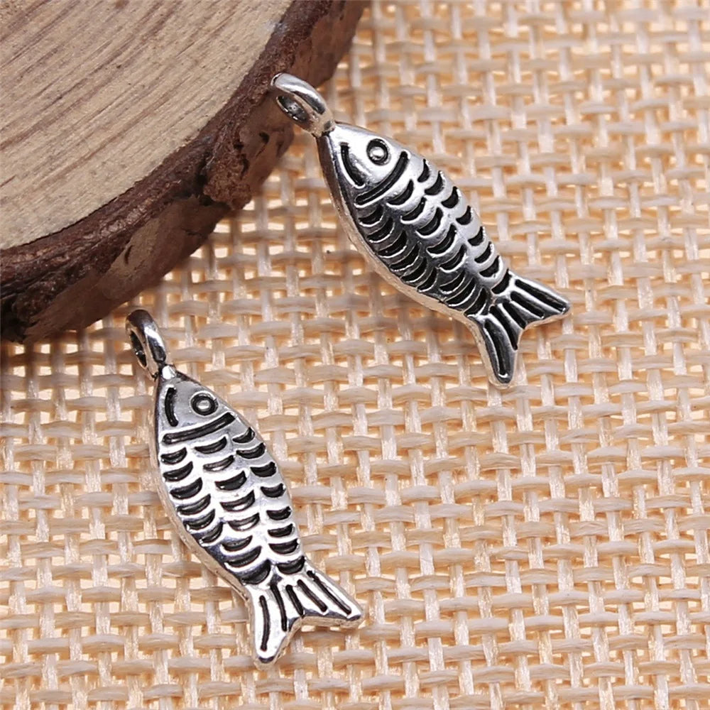 20x6mm 1g Multicolor Zinc Alloy Fish Charm Pendant for Ocean Theme Bracelet Necklace DIY