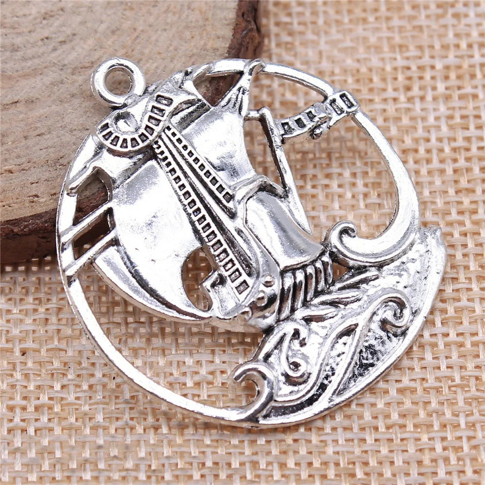 43x39mm 6.6g Multicolor Zinc Alloy Pirate Ship Charm Pendant for DIY Nautical Jewelry Making