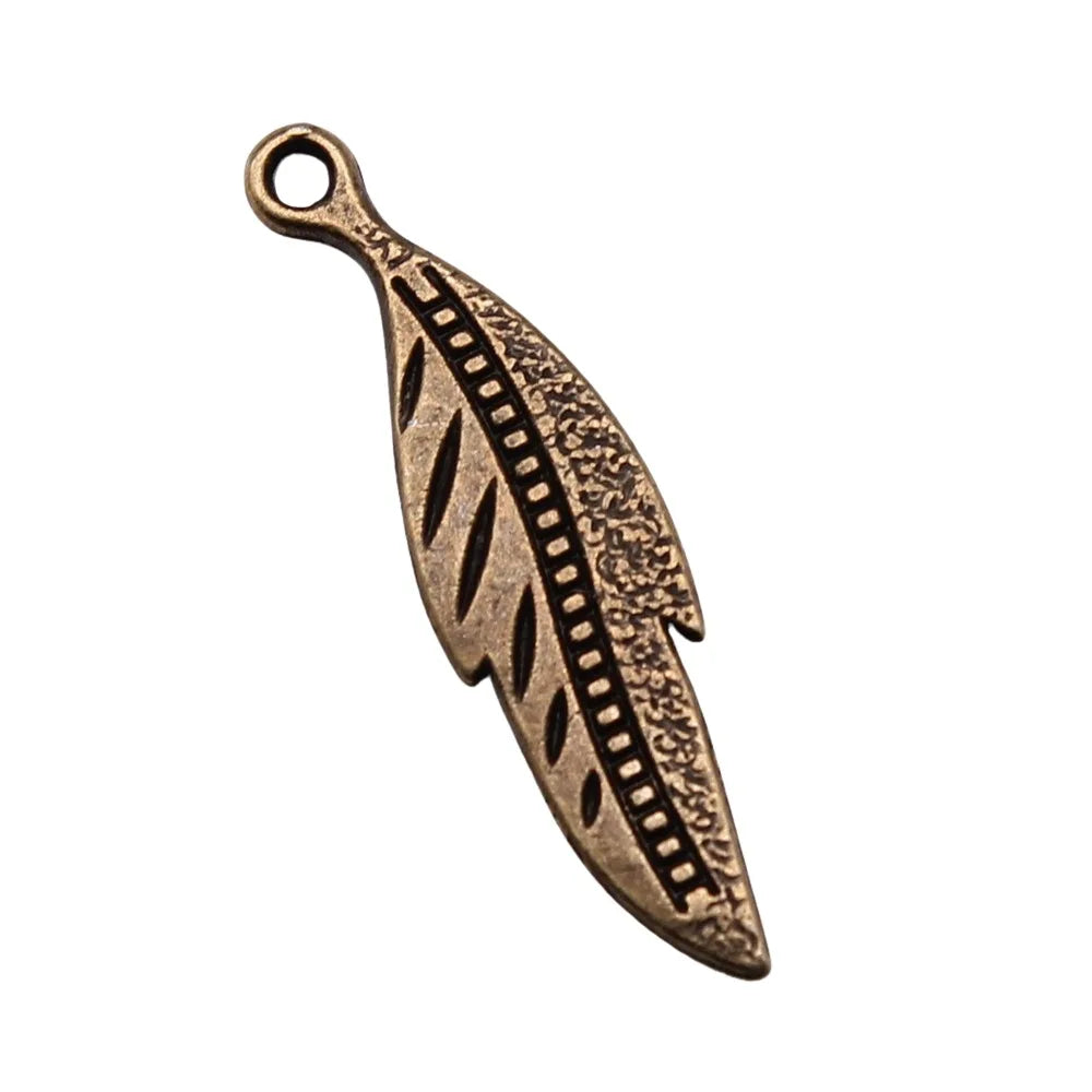 32x9mm 1.5g Multicolor Zinc Alloy Feather Charm Pendant for DIY Bracelet Necklace Jewelry Making