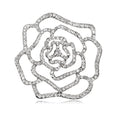 Elegant Rose Flower Brooch With Rhinestone Alloy Outline, Luxury Camellia Lapel Pin Corsage Suit Accessory