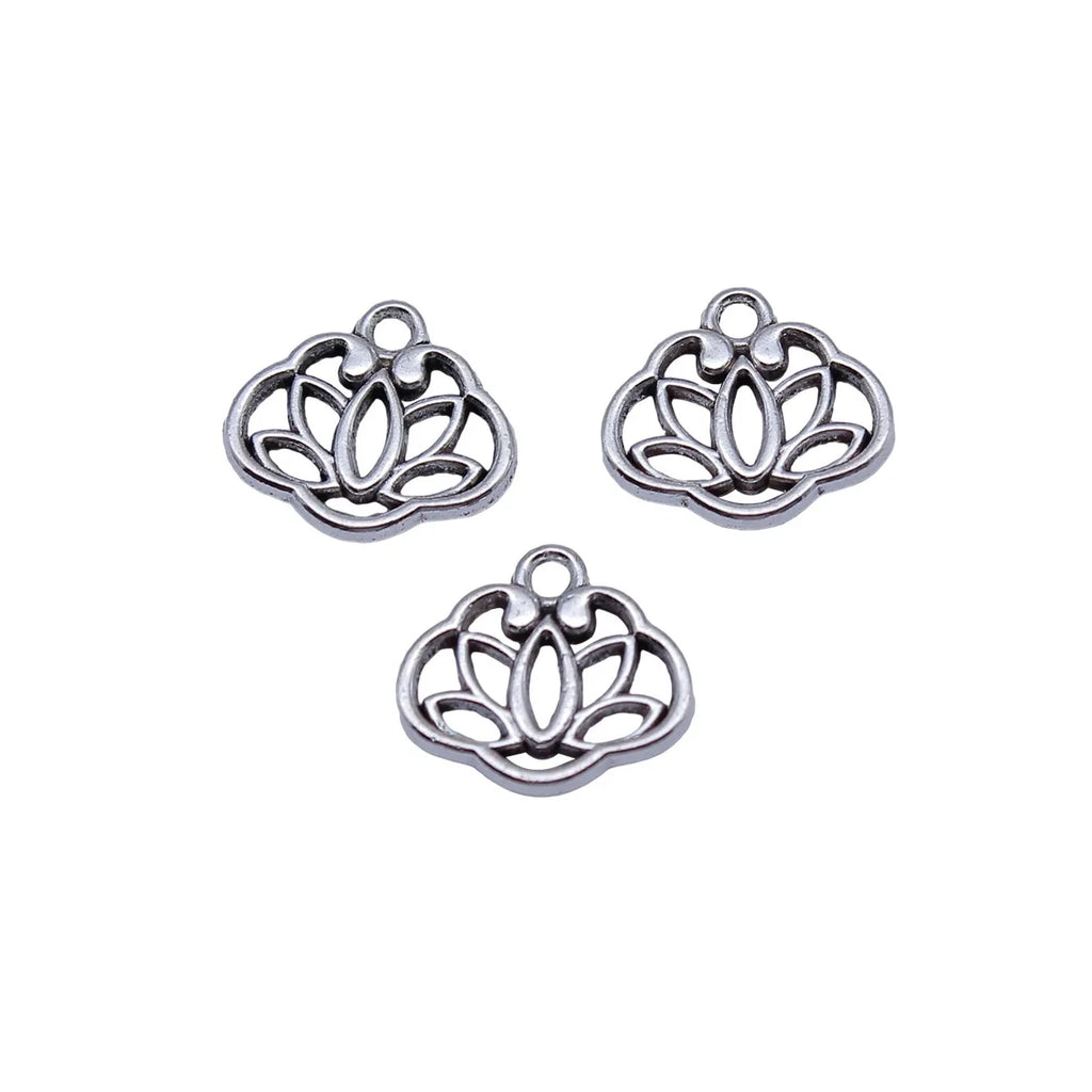 14x12mm 0.84g Antique Silver Zinc Alloy Lotus Charm Pendant for DIY Necklace Bracelet Jewelry Making