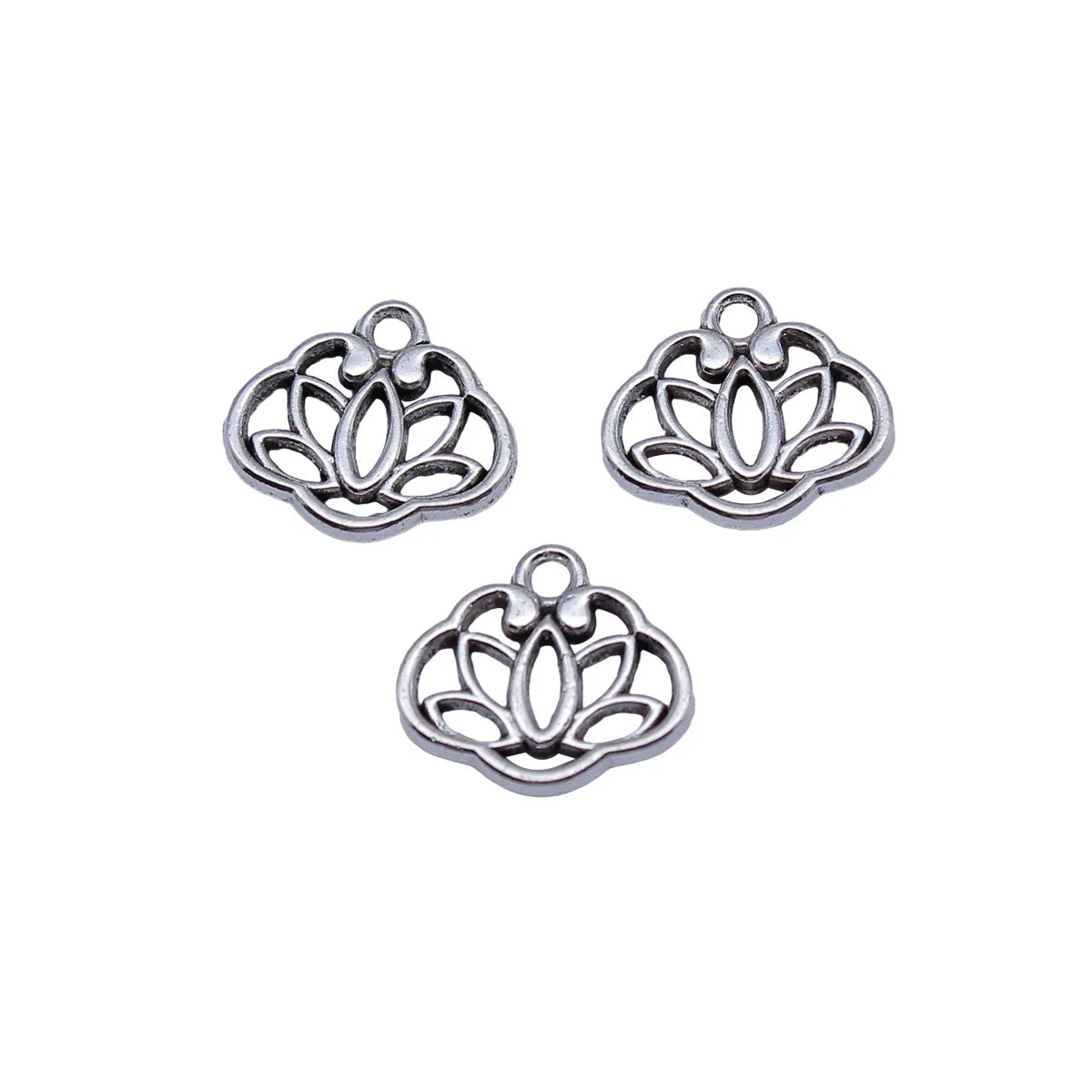 14x12mm 0.84g Antique Silver Zinc Alloy Lotus Charm Pendant for DIY Necklace Bracelet Jewelry Making