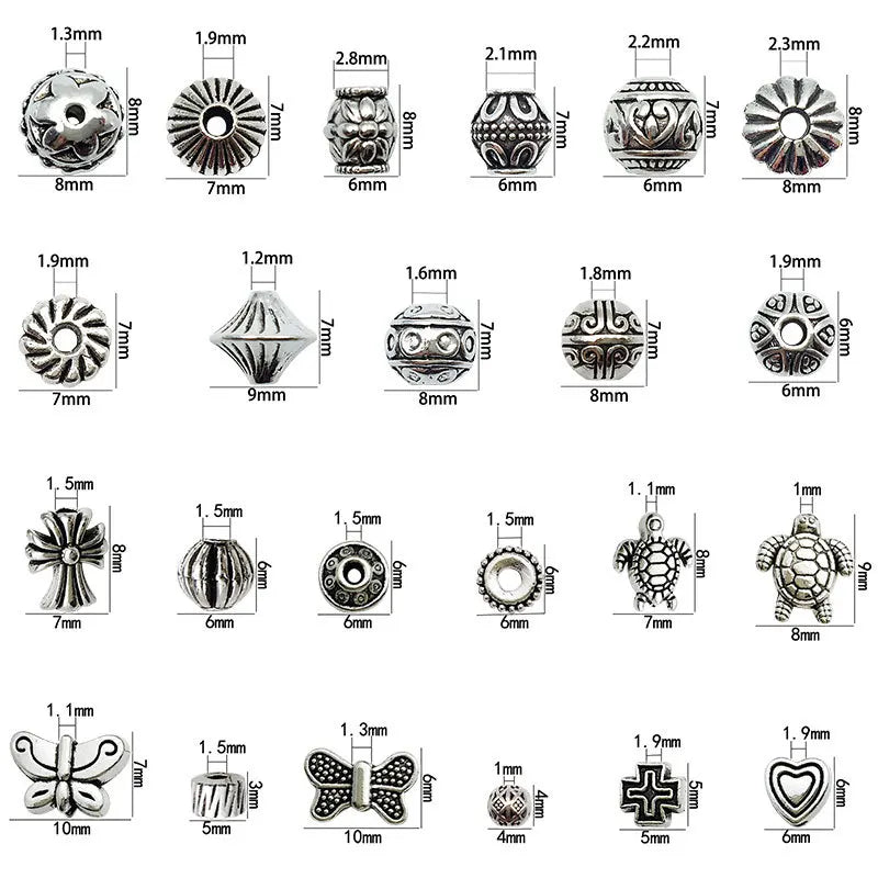 Antique Silver Zinc Alloy Large Hole Spacer Beads for DIY Bracelet Necklace Making