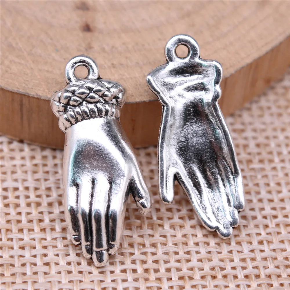 26x10mm 2g Zinc Alloy Palm Hand Charm Pendant for DIY Necklace Bracelet Jewelry Making
