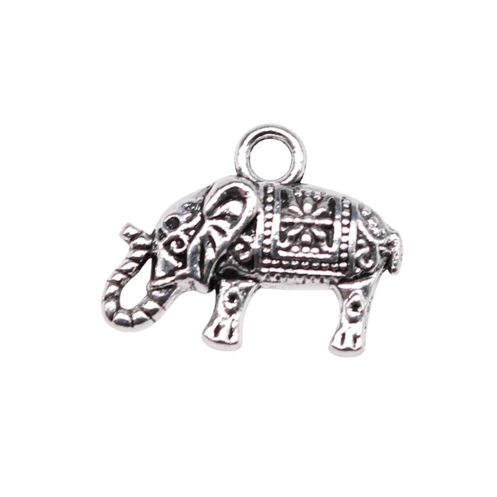 17x13mm 1.5g Multicolor Zinc Alloy Elephant Charm Pendant for Necklace Bracelet DIY Jewelry Making
