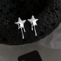 Silver Plated Copper Zircon Five Point Star Stud Earrings Minimalist Sweet Cool Jewelry