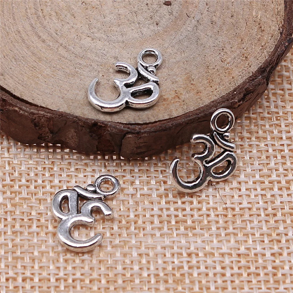 15x10mm 0.7g Multicolor Zinc Alloy OM Symbol Charm Pendant for DIY Necklace Bracelet Making
