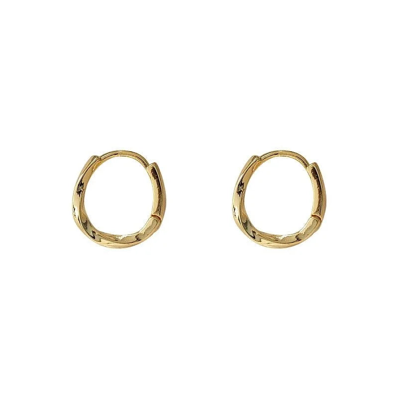Minimalist 14K Gold Plated Copper Twisted Round Hoop Earrings Geometric Line Daily Jewelry
