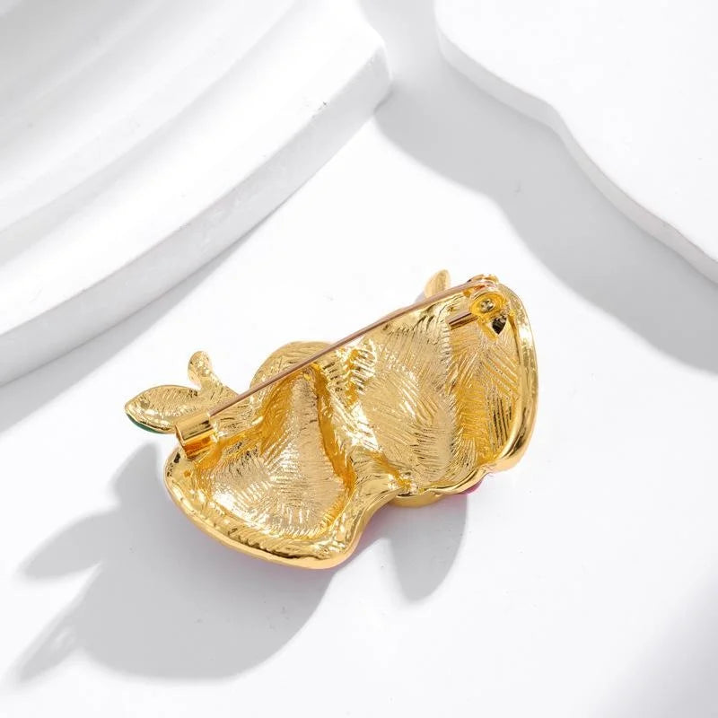 Cute Enamel Double Apple Brooch With Rhinestone Accents, Fashion Fruit Lapel Pin Cardigan Corsage Gift