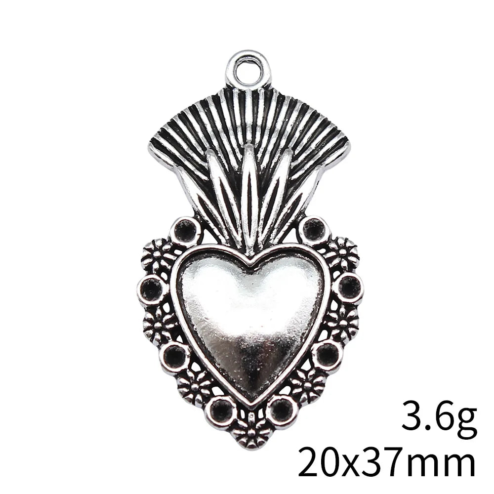 20x37mm 3.6g Antique Silver Zinc Alloy Gothic Heart Charm Pendant for DIY Necklace Bracelet Making