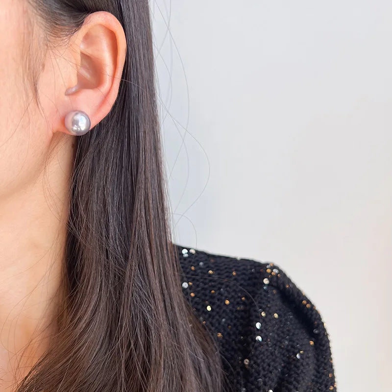 Elegant Spiral Coil Alloy Light Purple Pearl Stud & Clip On No Piercing Versatile Fashion Earrings