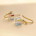 Sparkling Glass Crystal Geometric Square Drop Earrings, Minimalist Luxury Statement Jewelry