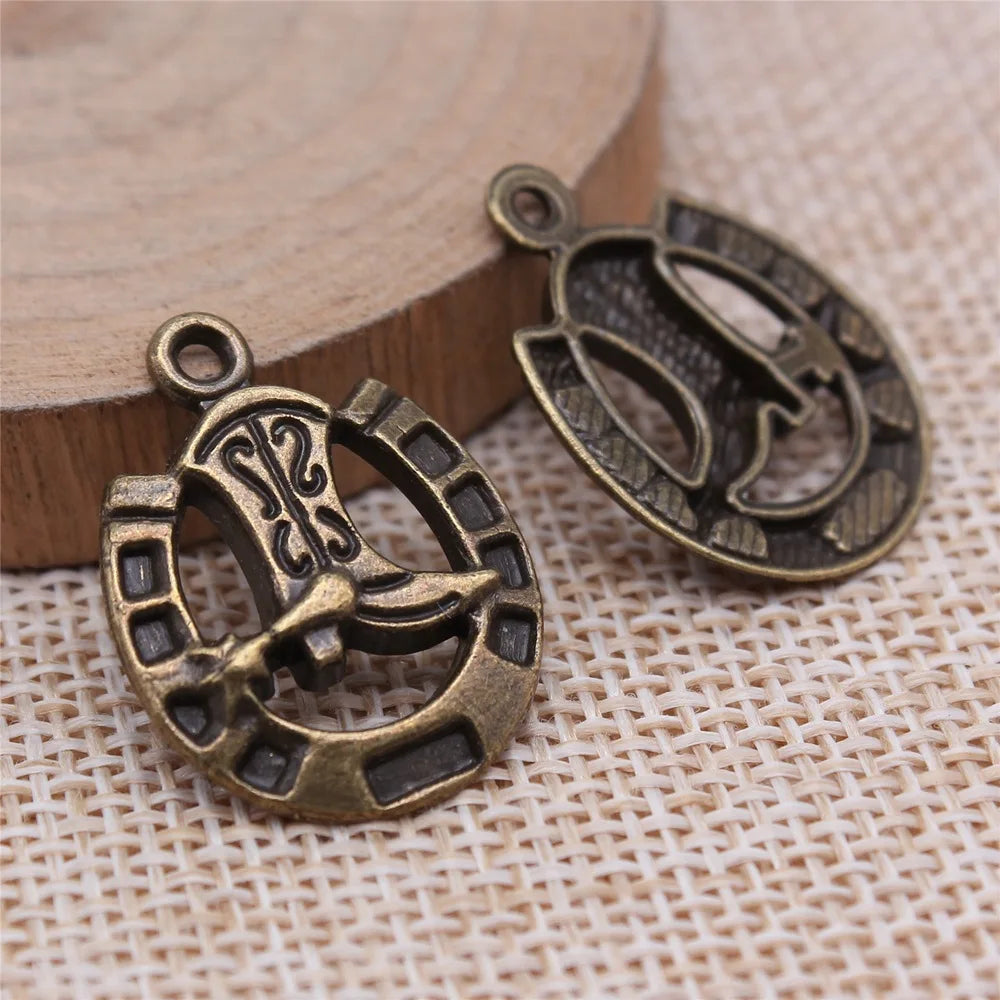 25x19mm 1.8g Multicolor Zinc Alloy Boot Horseshoe Charm Pendant for Necklace Bracelet Making