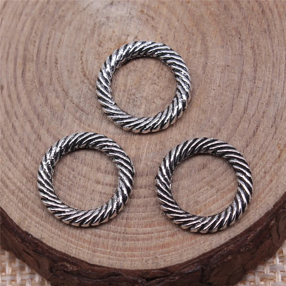 13x13mm 0.65g Antique silver zinc alloy Round Ring charm pendant for DIY necklace bracelet making