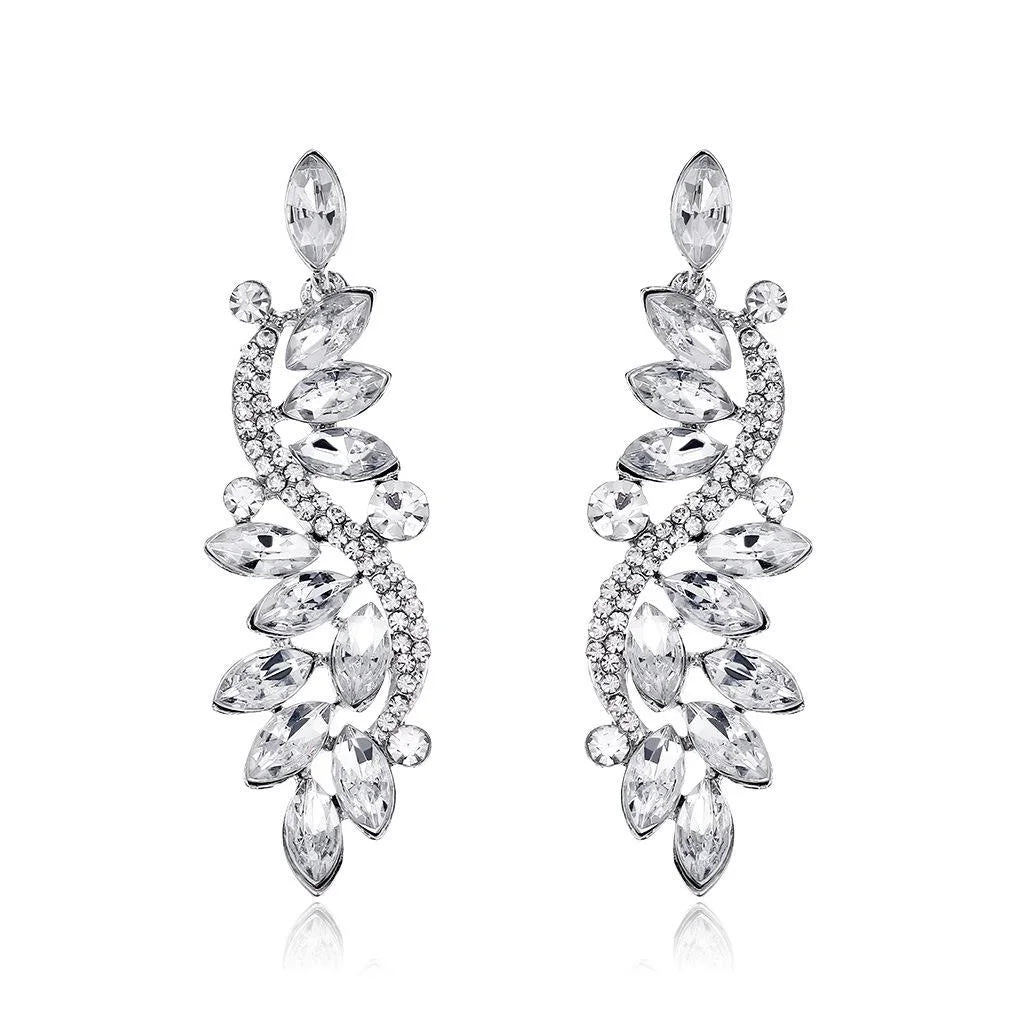 Elegant Long Alloy Rhinestone Crystal Tassel Earrings For Women Bridal Wedding Banquet Party Jewelry Gift