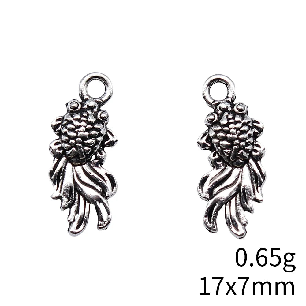 17x7mm 0.65g Multicolor Zinc Alloy Goldfish Charm Pendant for DIY Necklace Bracelet Jewelry Making