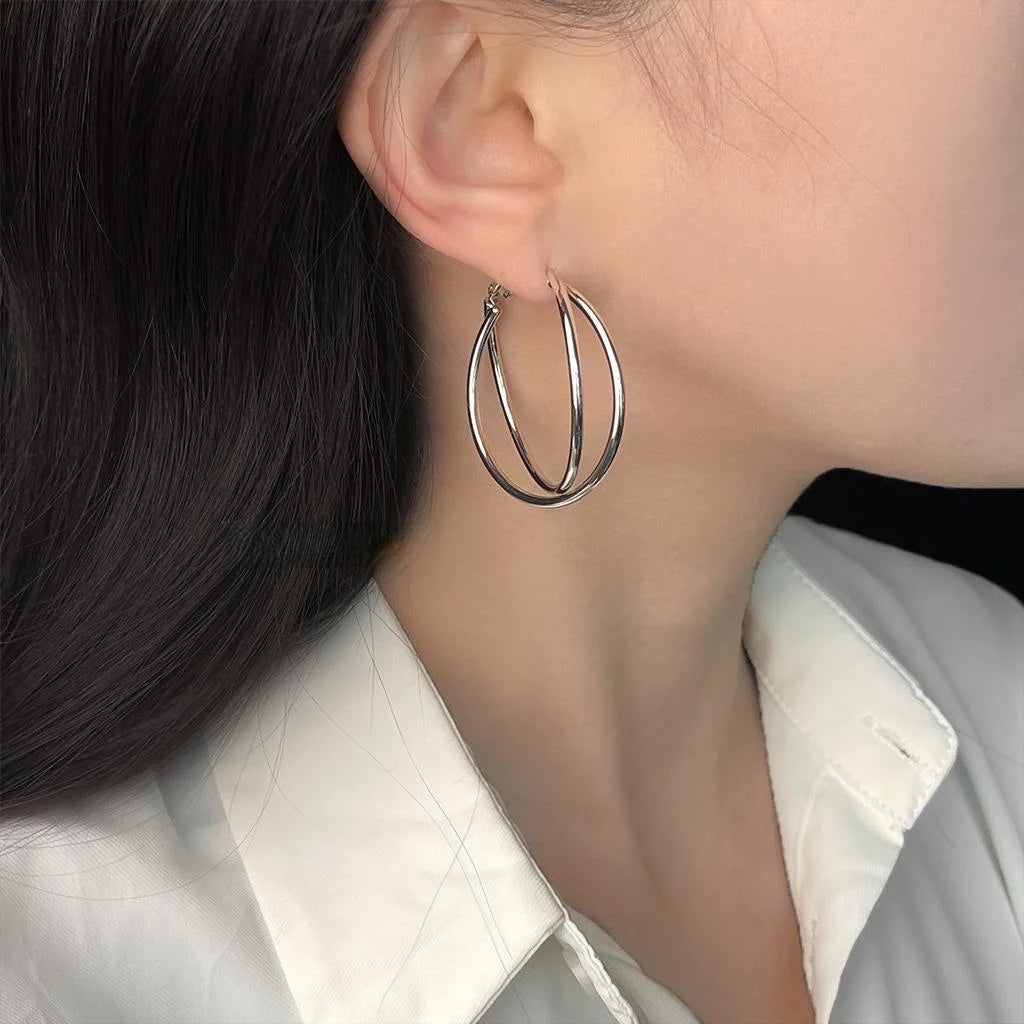 14K Plated Copper Geometric Cross Twist Hoop Earrings, Statement Round Commuter Jewelry