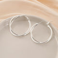 Elegant Silver Alloy Crossed Double Hoop Stud & Clip On No Piercing Spiral Circle Ear Cuff Earrings