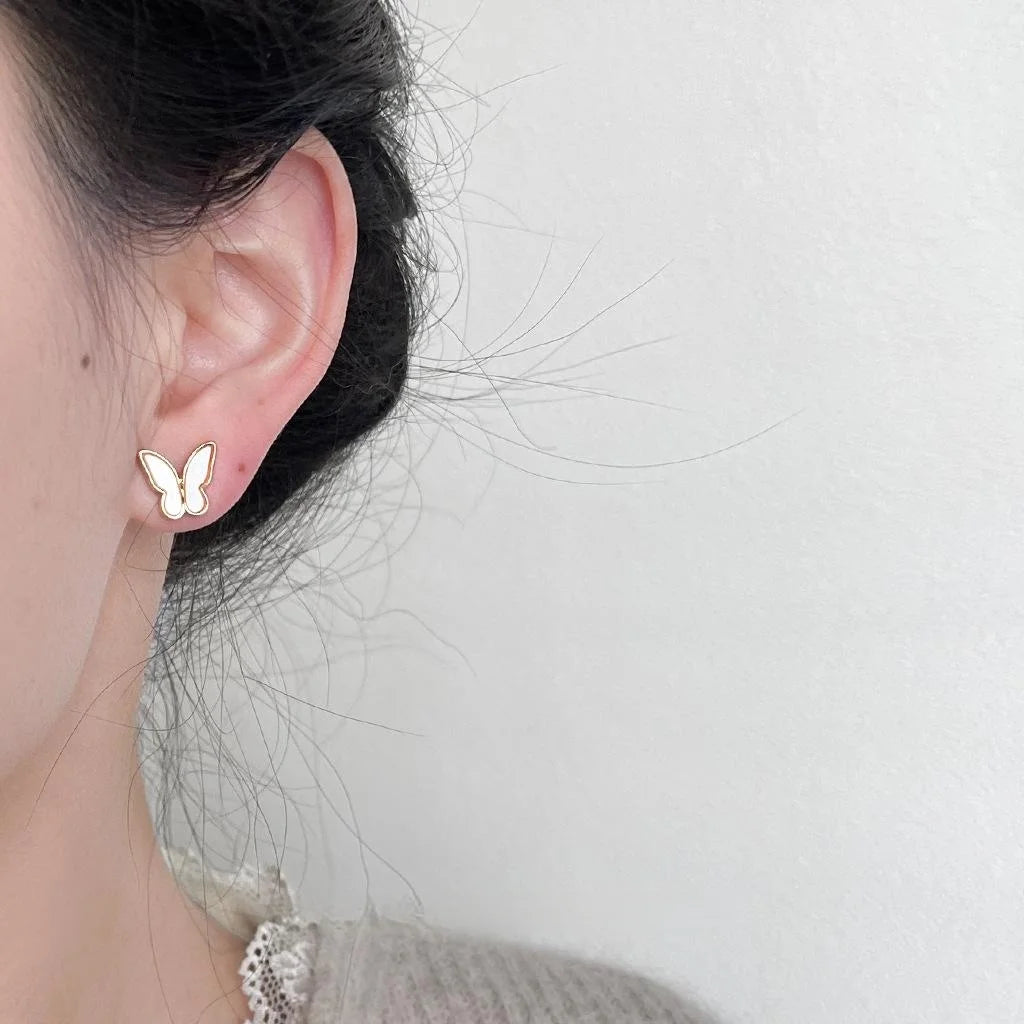 14K Gold Plated Copper Butterfly Stud Earrings Sweet Forest Style Daily Wear Jewelry For Women