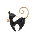 Cute Enamel Shy Cat Brooch With Gold Tail, Creative Animal Lapel Pin Corsage For Women Suit Gift