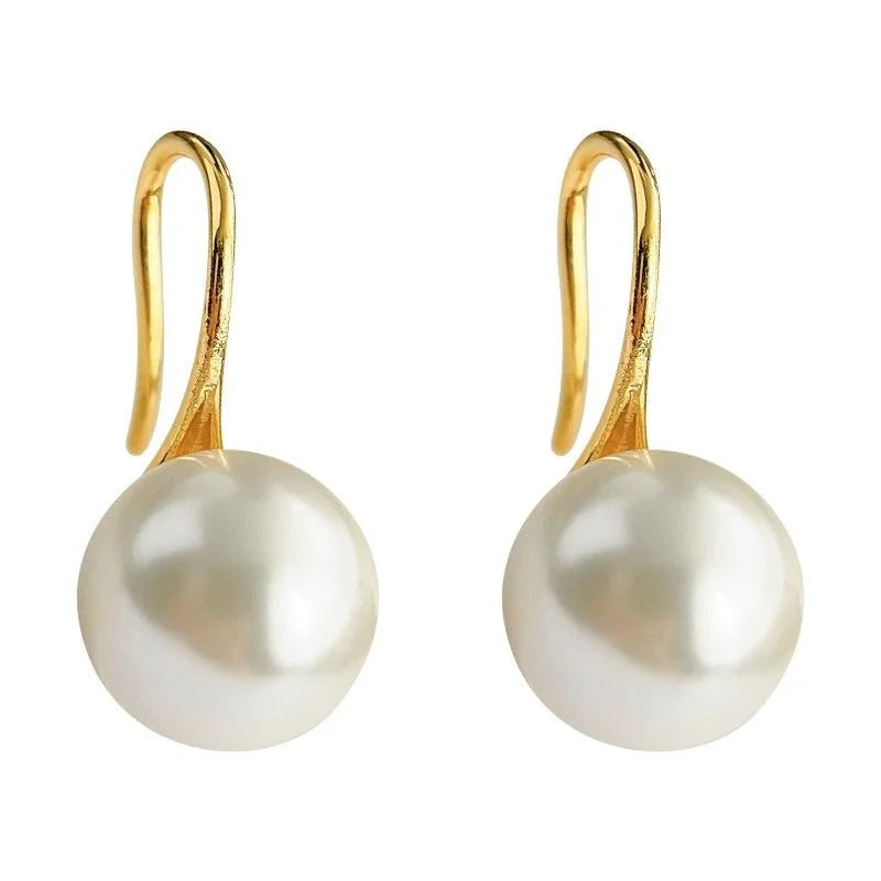 Minimalist Round Glass Pearl Copper Drop Earrings For Women Premium Geometric Style