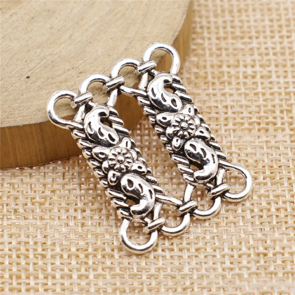 25x30mm 4g Antique Silver Zinc Alloy 8-Hole Body Chain Connector Charm for DIY Body Jewelry Making