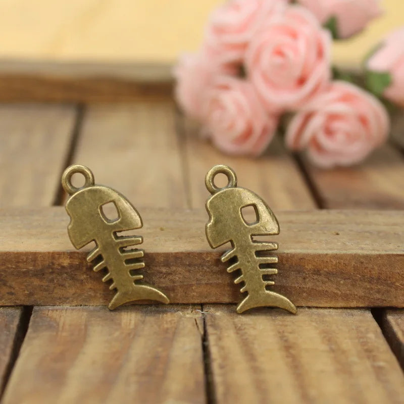 26x11MM Zinc Alloy Fishbone Charm Pendant for DIY Necklace Bracelet Jewelry Making