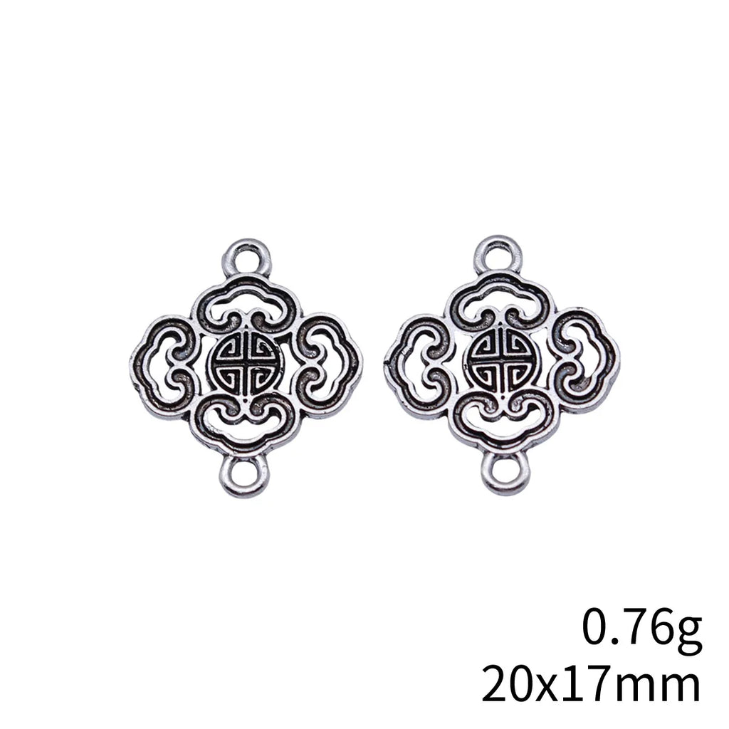 20x17mm 0.76g Antique Silver Zinc Alloy Chinese Pattern Connector Charm for DIY Bracelet Jewelry Making