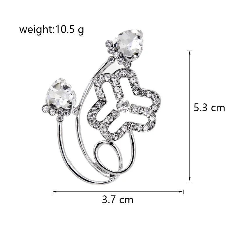 Elegant Rhinestone Flower Women's Federation Logo Brooch, Rose Gold Alloy Lapel Pin Suit Accessory Gift